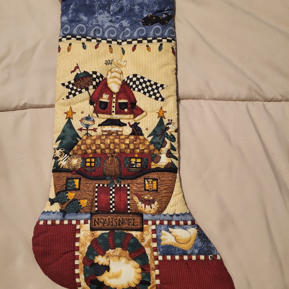 Handmade Festive Holiday Stocking with Santa Design